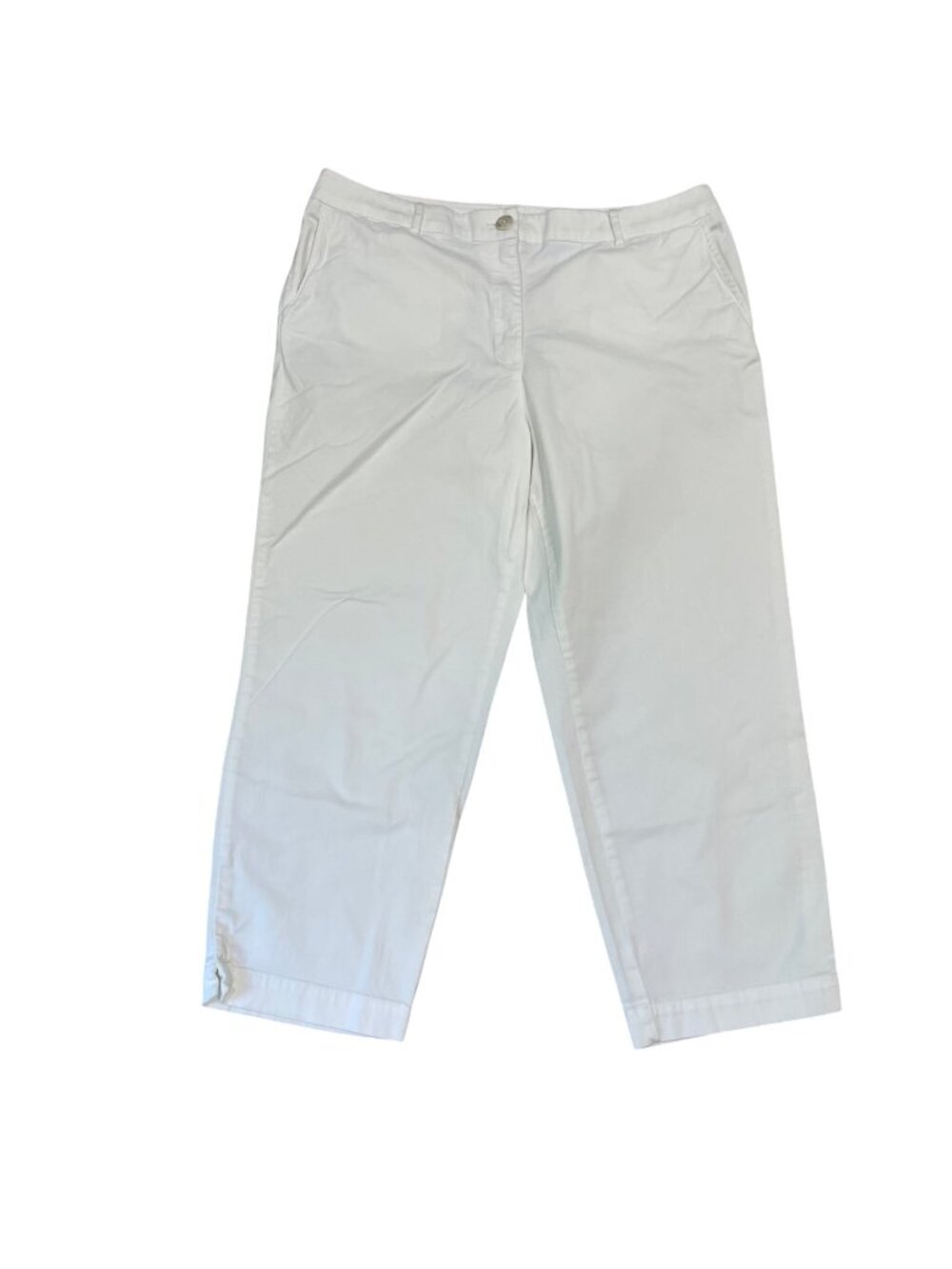 L.L.Bean Cropped Straight Leg Pants‎ Women's Size 16 White Cotton Pockets Career